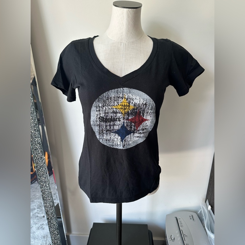NFL Steelers Black Women's Tee with Team Logo